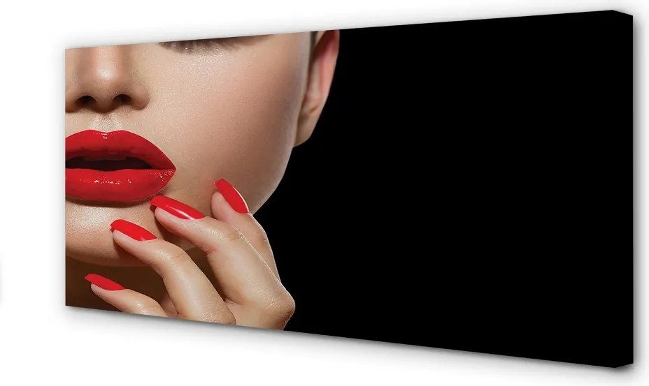 Obraz drukowany na płótnie Czerwień Ust i Paznokci