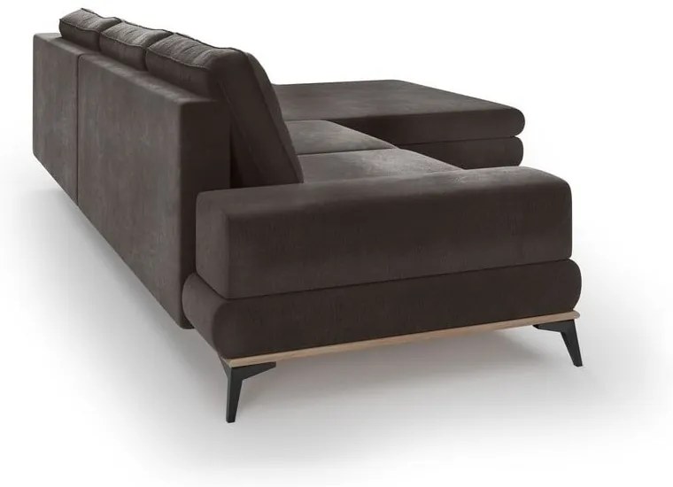 Ciemnobrązowy rozkładany narożnik z aksamitnym obiciem Windsor &amp; Co Sofas Astre, prawostronny