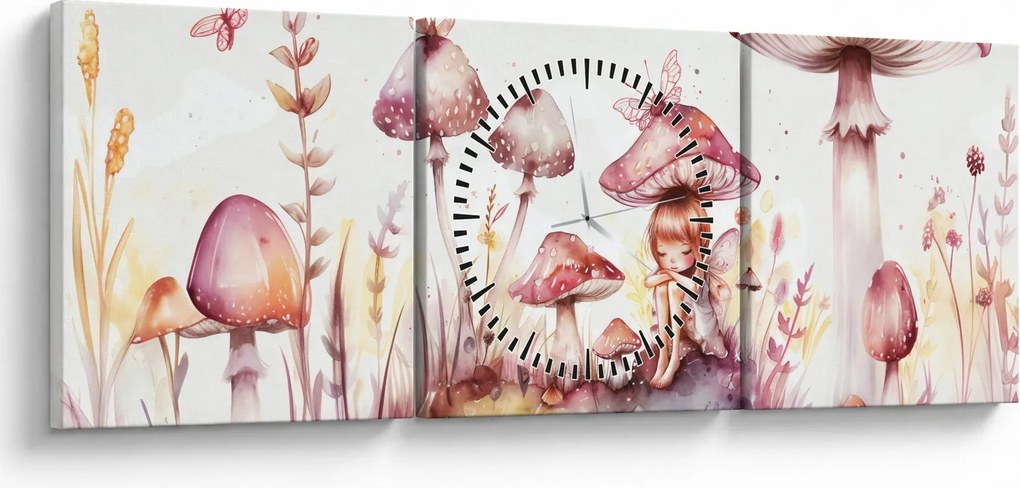 Obraz - Różowa wróżka (z zegarem) (90x30 cm)