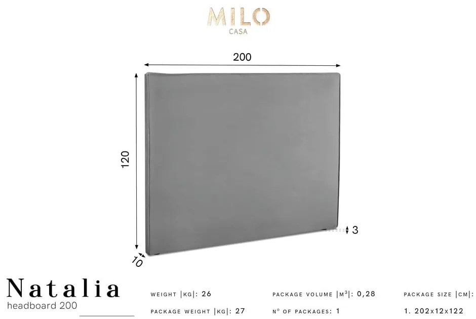 Jasnoróżowy zagłówek 200x120 cm Natalia – Milo Casa