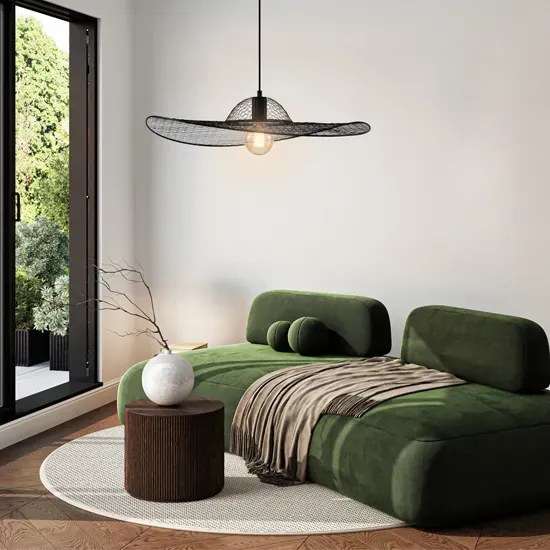 Wisząca lampa z dużym czarnym abażurem - M116-Salve