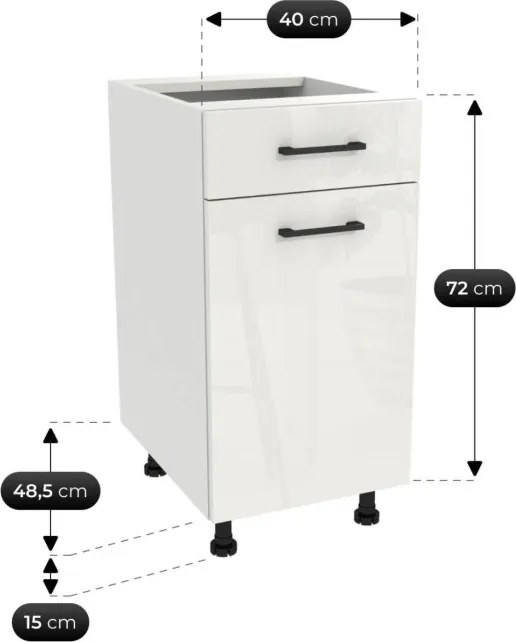 Zestaw Mebli Kuchennych MODERN 200 cm Dąb/Biały Połysk Ryflowany Nowoczesny