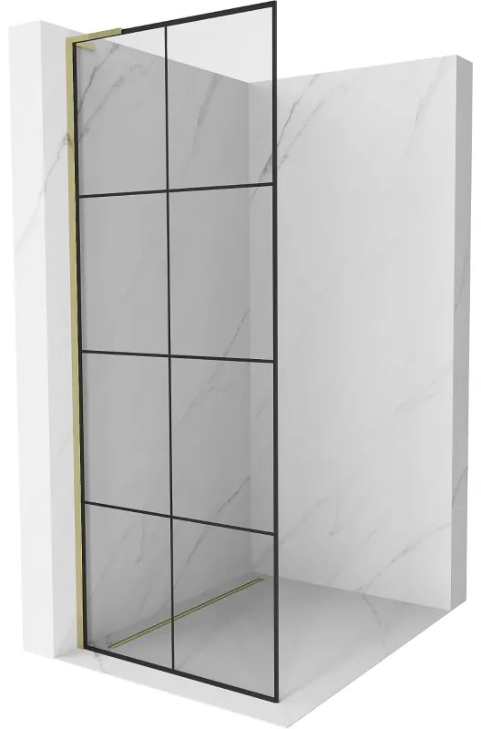 Mexen Kioto L ścianka prysznicowa Walk-in 70 x 200 cm, czarny wzór, złota - 800-070-103-50-77