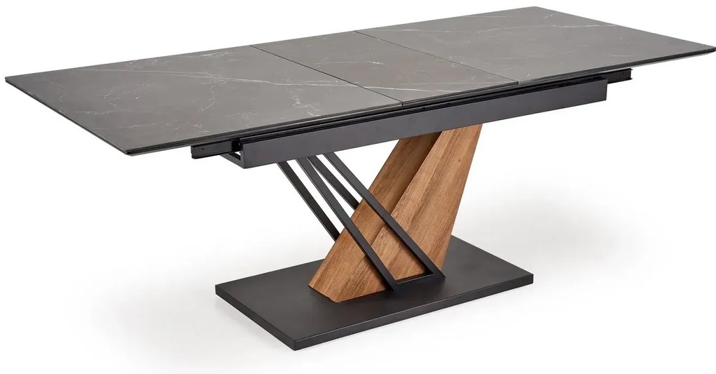 Stół rozkładany VOLANT 140(180)x90 czarny marmur/dąb złoty HALMAR