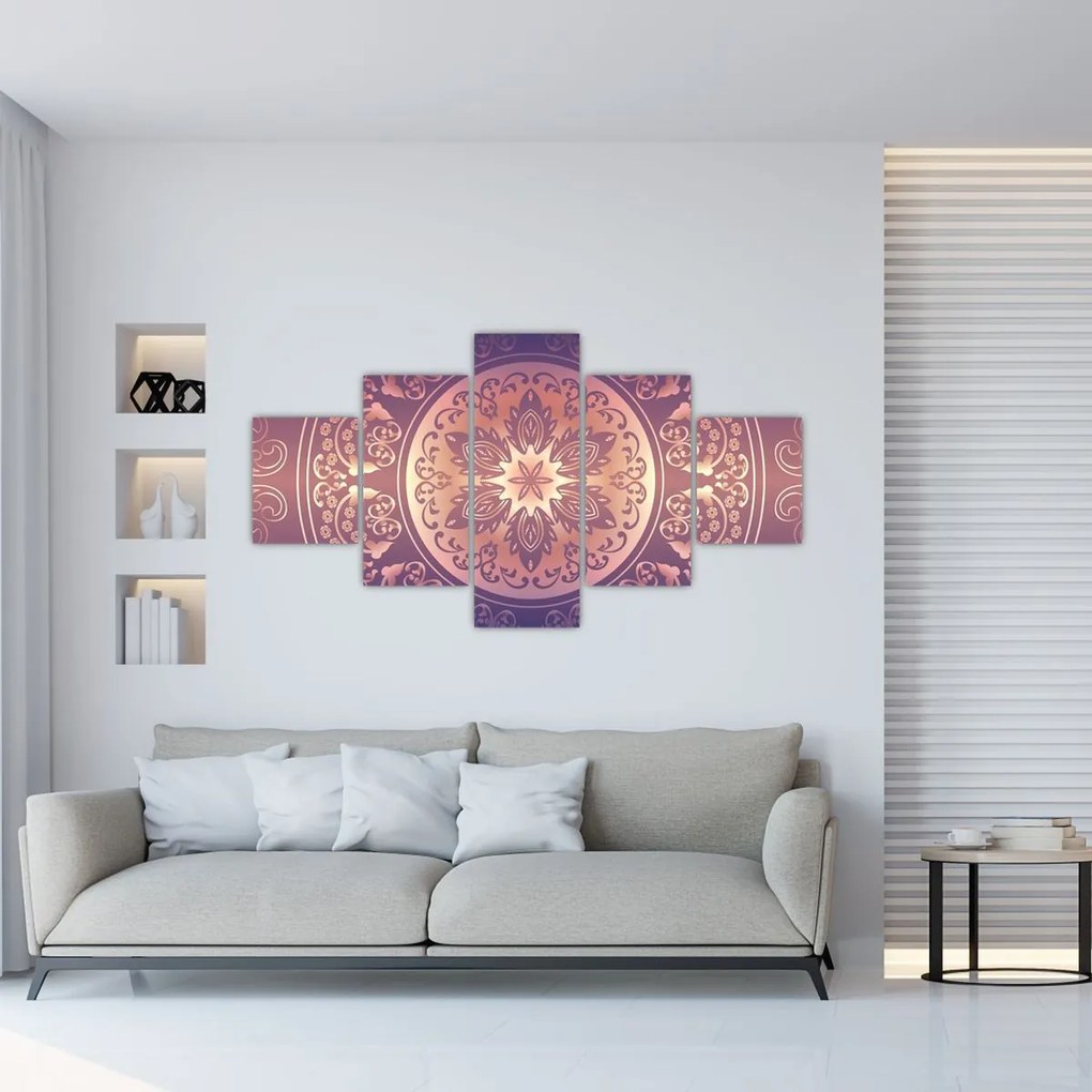 Obraz - Mandala na fioletowym gradiencie (125x70 cm)