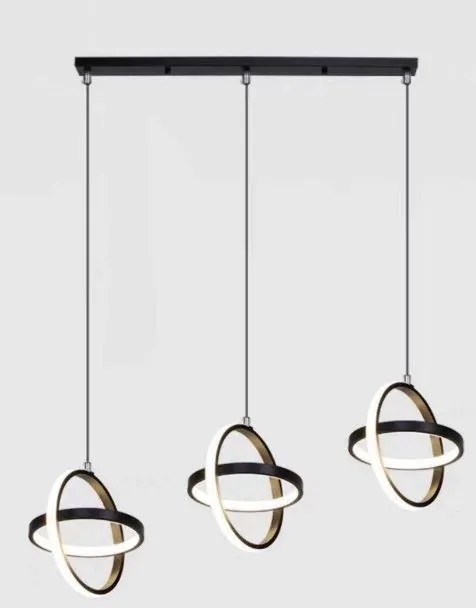Lampa geometryczna LED z kloszem wisząca sufitowa AT54-3SL-Czarna