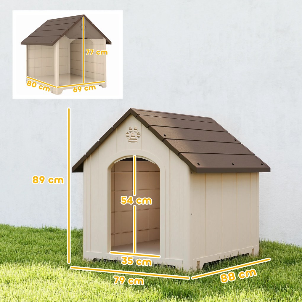 PawHut Budka dla psa, wodoodporny schron dla średnich/dużych psów, Wymiary: 88L x 79B x 89H cm | Aosom PL
