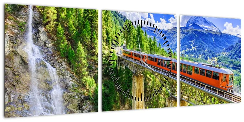 Obraz - Matterhorn, Zermatt, Wallis, Szwajcaria (z zegarem) (90x30 cm)