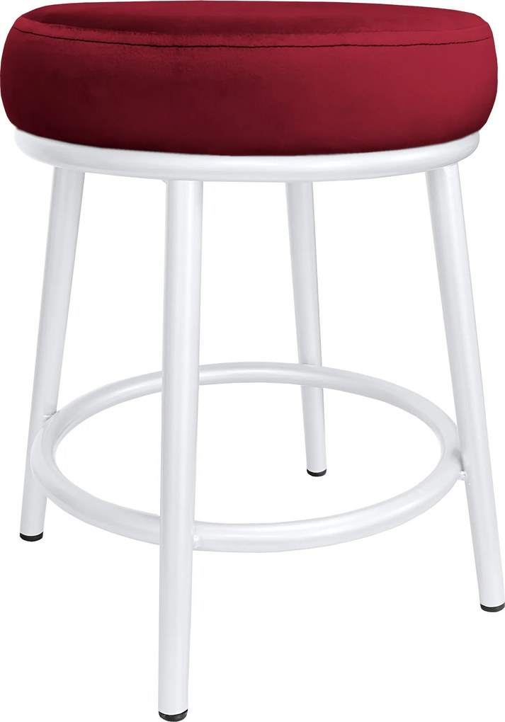 Taboret Ben tkanina Welur stelaż metalowy STOŁEK LOFT : Kolor Stelaża - Biały, Kolor tkaniny - VELVET - MG31, Typ tkaniny - Velvet