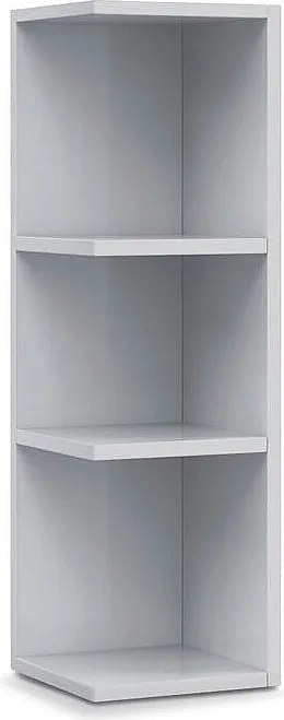 Biały błyszczący moduł łazienkowy narożny z 3 półkami dla optymalnego przechowywania