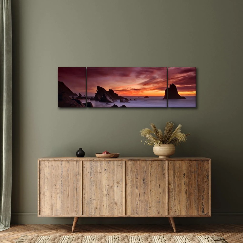 Obraz zachodu słońca na wybrzeżu (170x50 cm)