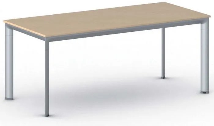 Stół konferencyjny do biura PRIMO INVITATION, 180x80 cm, szaro-srebrna podstawa, buk