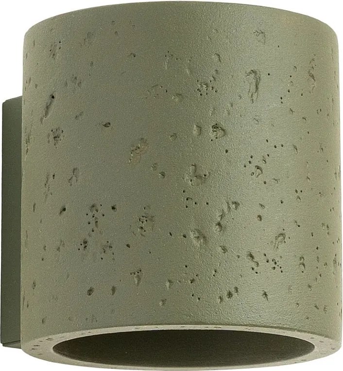 Lampa ścienna industrialny Orbis, beton - 1 źródło - L.10 x H.10 cm - zielony oliwkowy
