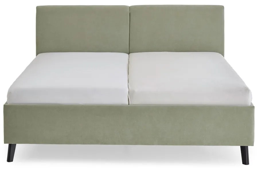 Jasnozielone tapicerowane łóżko dwuosobowe ze stelażem 160x200 cm Piano – Meise Möbel