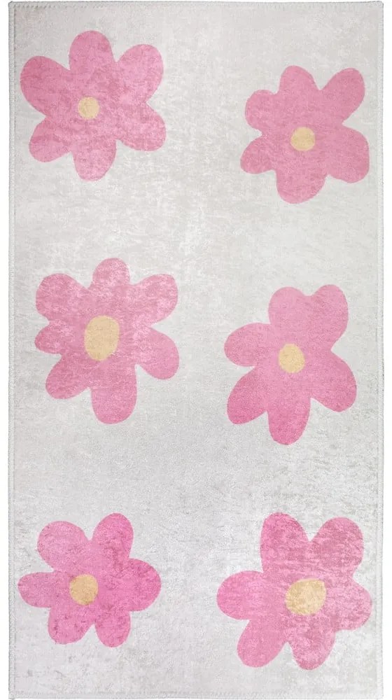 Różowo-kremowy dywan dziecięcy odpowiedni do prania 60x100 cm Cute Flowers Pink – Vitaus