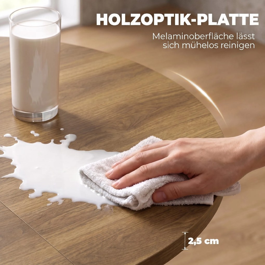 HOMCOM Rozkładany stół jadalniany dla 4–6 osób, stół kuchenny w stylu industrialnym z nogami typu pająk, brązowy dekor drewna | Aosom PL