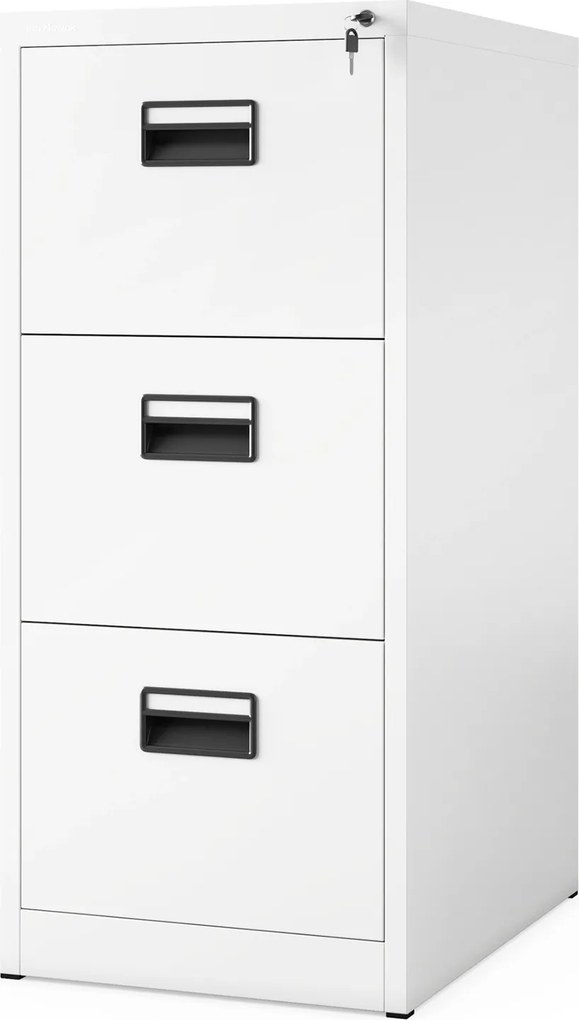 Szafa kartotekowa metalowa z 3 szufladami biała, 460x1020x620 mm: SARA