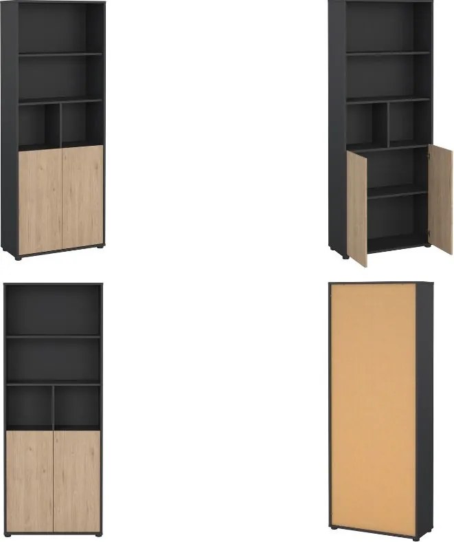 Dwudrzwiowy regał biurowy Sign 80 jackson hickory/szary mat