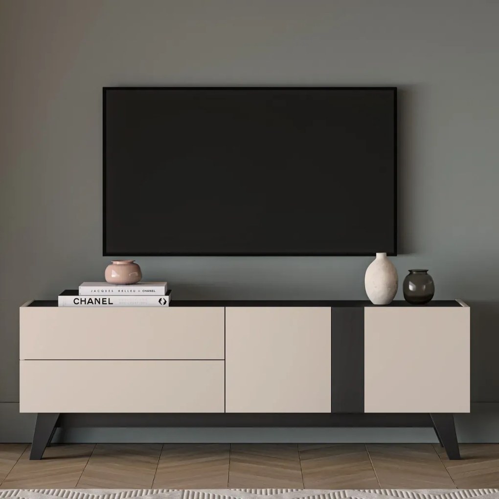 Szafka RTV FREYA 05 1D2S 160 kaszmirowa/czarna ML MEBLE