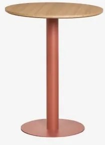 Okrągły Barowy Stół Z Mdf Xiren Ø60 Cm & Naturalny Brąz Drewna – Terakota - Sklum