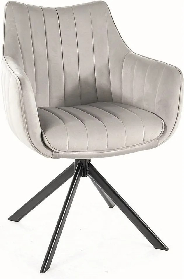 Krzesło tapicerowane AZALIA VELVET jasnoszare