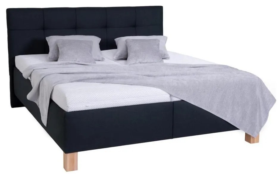 Tapicerowane łóżko z pojemnikiem na pościel MARIA 160x200 cm, bez materaca, antracyt