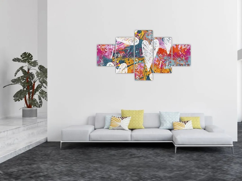 Obraz - Serce na abstrakcyjnym tle (125x70 cm)