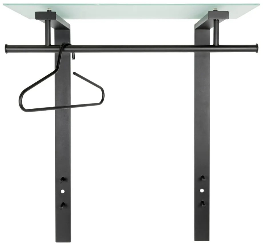 Czarny metalowy wieszak ścienny z półką 80 cm Dutch – Spinder Design