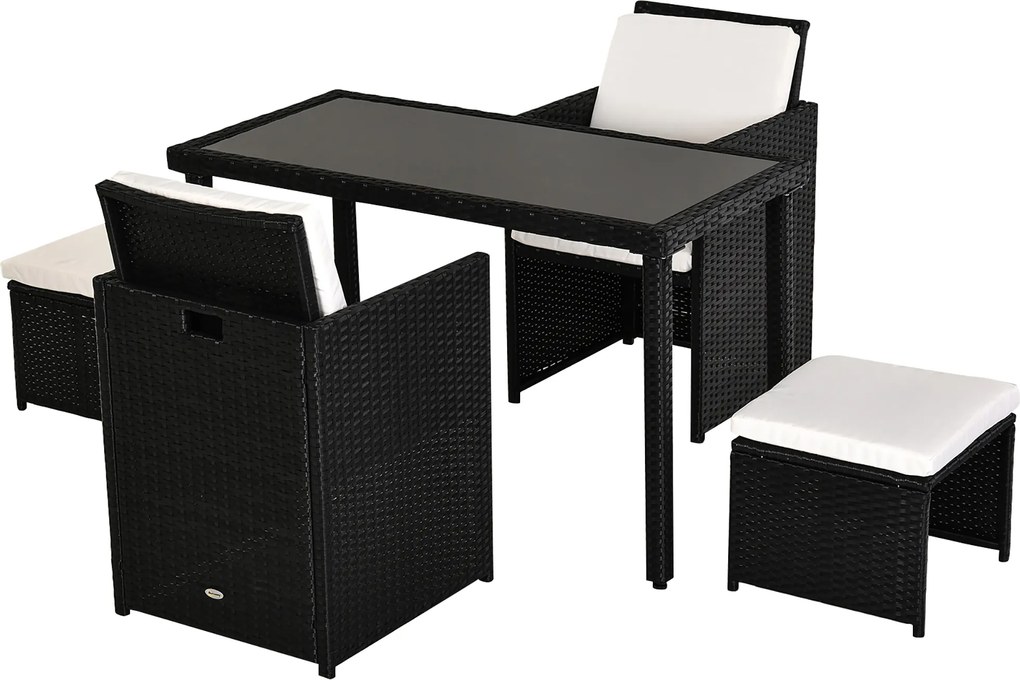 Outsunny komplet stół z krzesłami z technorattanu zestaw ogrodowy komplet 11 el. czarny + beżowy;