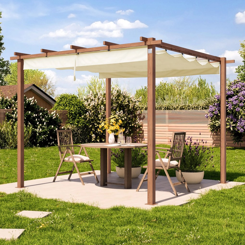 PRIMEYARD 3x3m Pergola Classic, roleta rzymska, szampański - (400101)