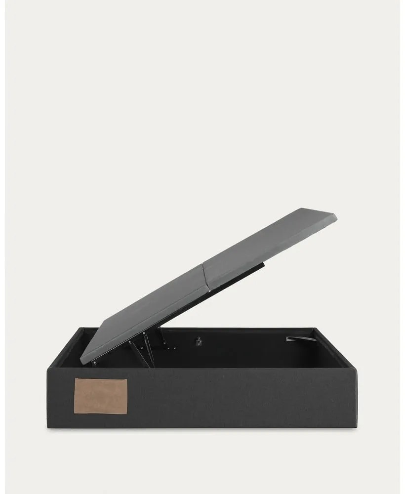 Czarne tapicerowane łóżko dwuosobowe ze schowkiem 160x200 cm Matters – Kave Home