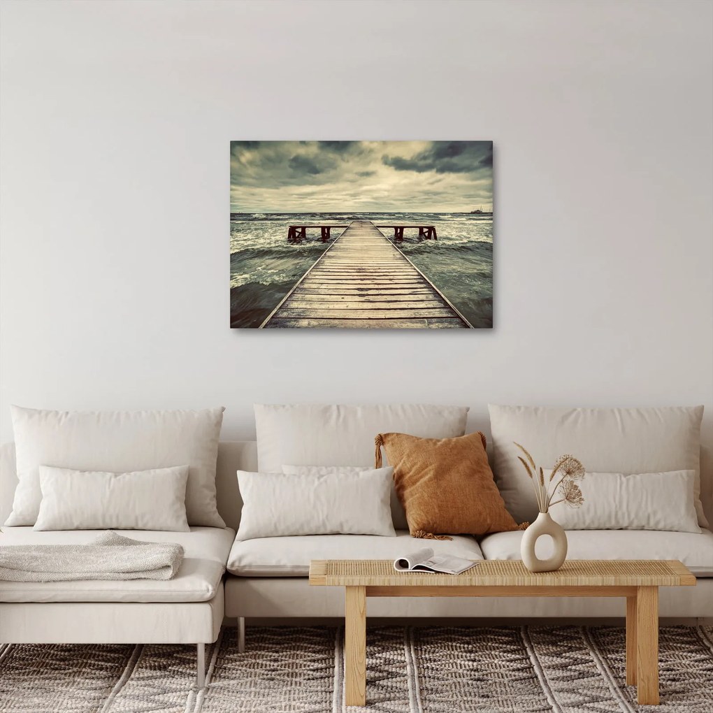 Obraz drewnianego molo na morzu (70x50 cm)