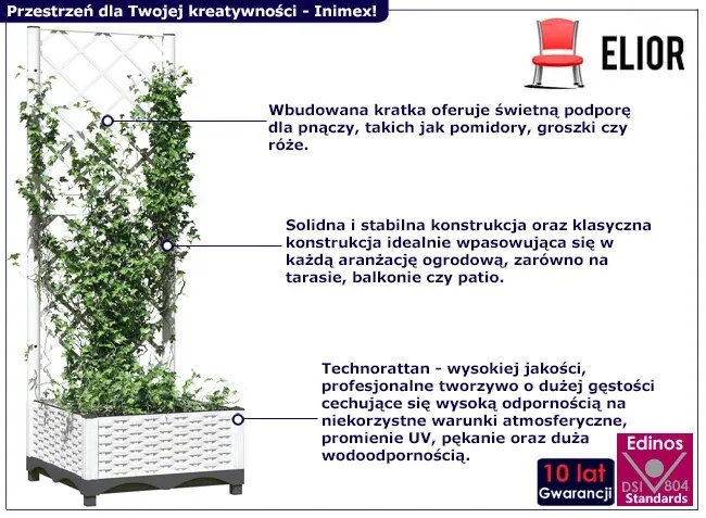 Biała donica z pergolą R5-G06