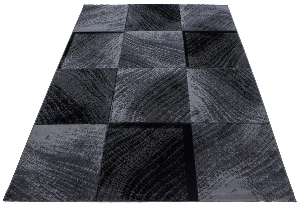 Dywan nowoczesny Plus Kwadraty szaro-czarny 120 cm x 170 cm