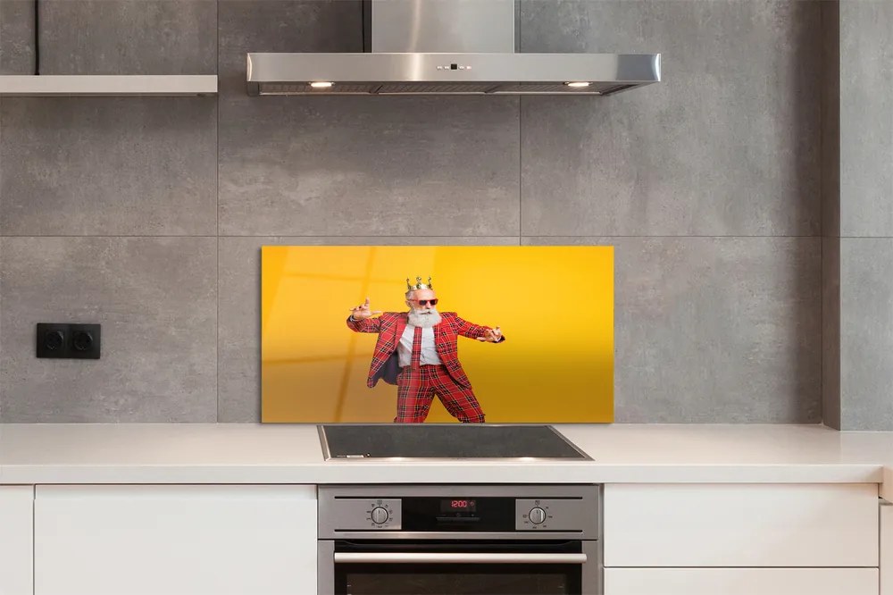 Szklany Panel Elegancja w Garniturze w Kratę