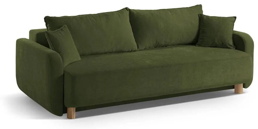 Zielona rozkładana sofa ze schowkiem 231 cm Elen – Micadoni