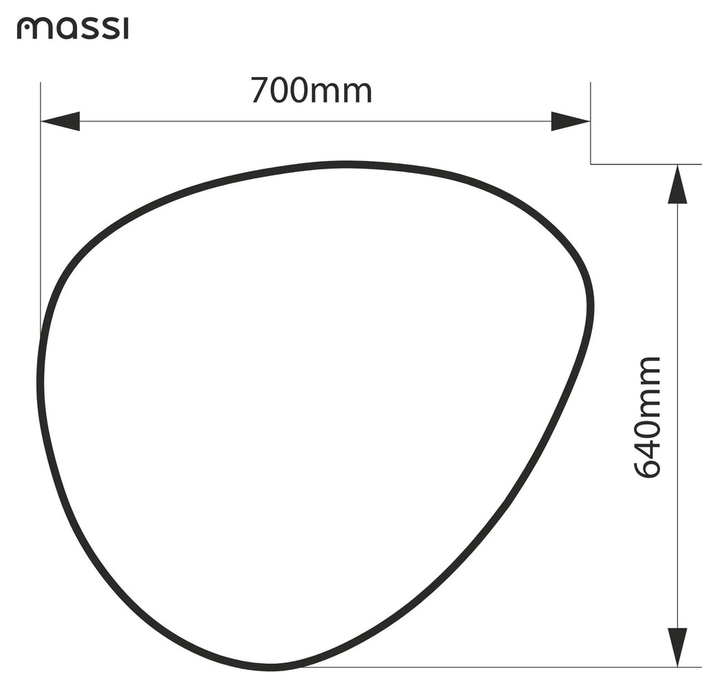 Lustro o nieregularnym kształcie oszlifowane podświetlane plama MOIRA LED | Różne rozmiary : Kolor tafli szkła - Grafit, Rozmiar - 80 x 73 cm