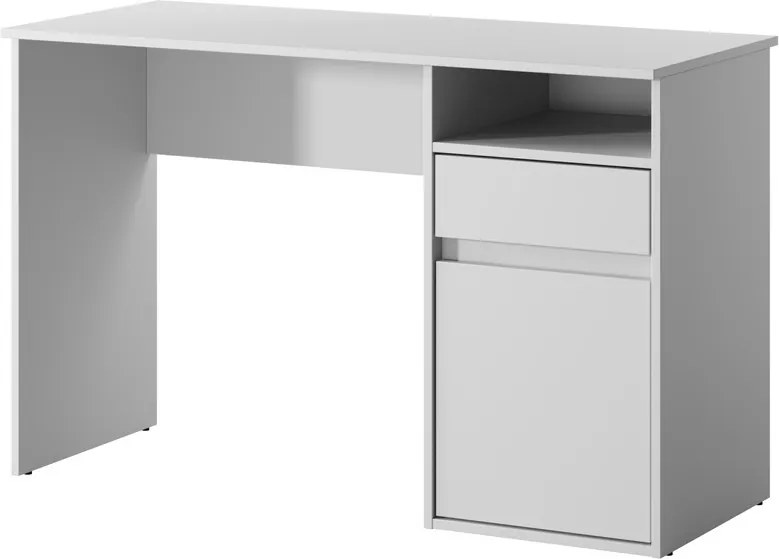 Biurko z szafką i szufladą Mono, kolor biały mat, 120 cm