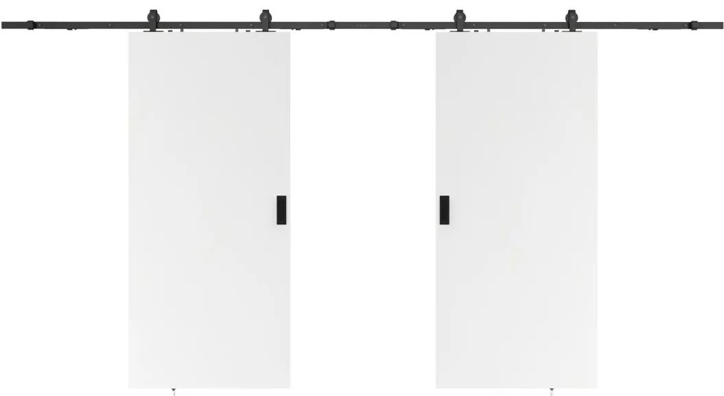 Drzwi przesuwne naścienne podwójne - 2 x wys. 205 x szer. 93 cm - MDF + białe PCV - VARIN II