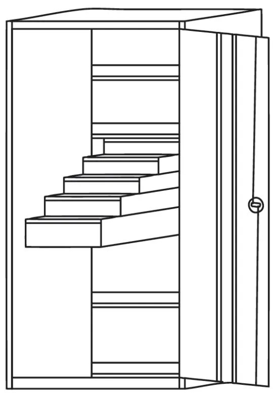 Metalowa szafa warsztatowa, 1950x950x500 mm, 2 półki, 10 szuflad