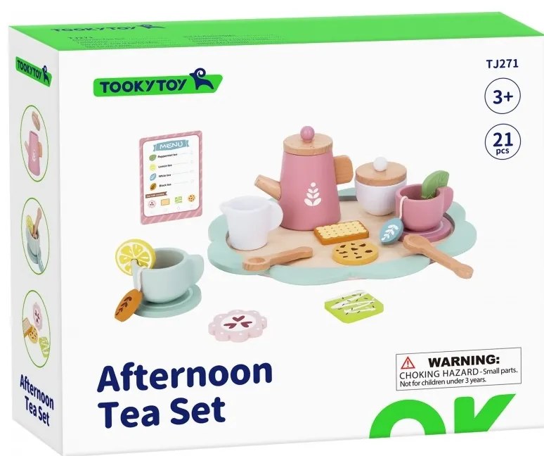 Tooky toy popołudniowa herbatka drewniany zestaw serwis