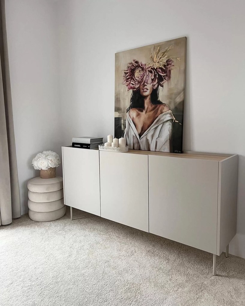 Komoda Desin 170 cm z metalowymi nogami - kaszmir / dąb nagano