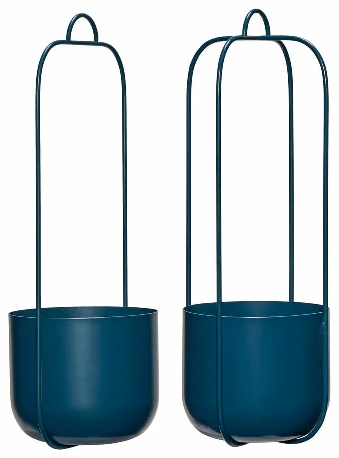 Niebieskie metalowe doniczki wiszące zestaw 2 szt. ø 16 cm Lotus – Hübsch