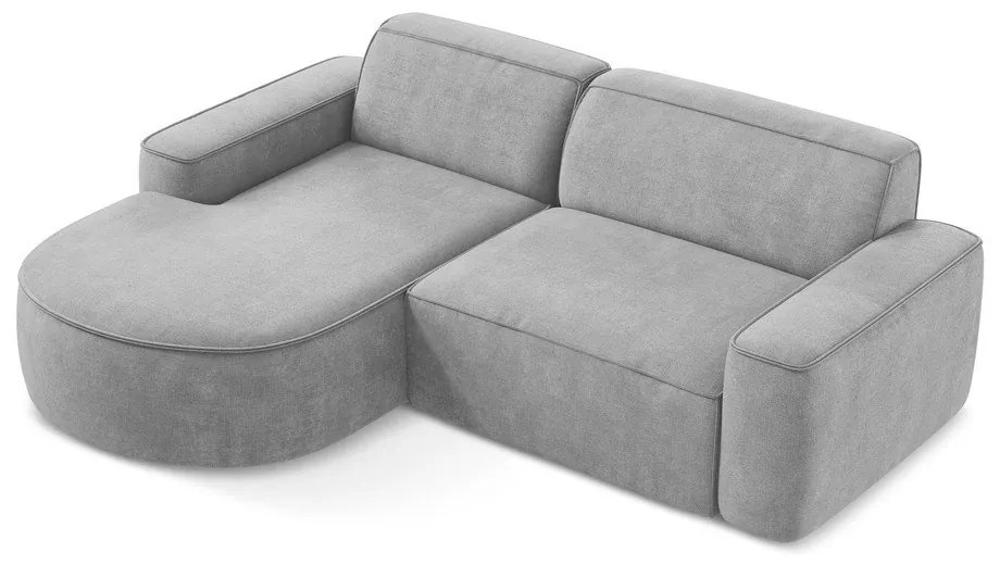 Jasnoszary narożnik z tkaniny szenilowej (lewostronny/z szezlongiem) Omao – Makamii