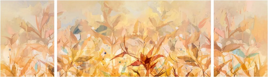Obraz - Liście w jesiennych kolorach, obraz olejny (170x50 cm)