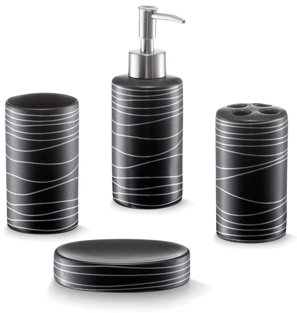 Ceramiczny zestaw akcesoriów łazienkowych - 4 sztuki w komplecie