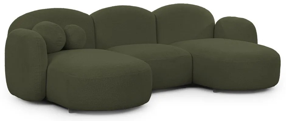 Zielony narożnik z materiału bouclé (w kształcie litery U) Orbit – Ropez