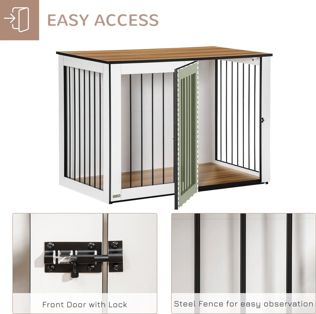 PawHut klatka dla psa klatka dla dużych psów Doghouse powierzchnia stołu biała