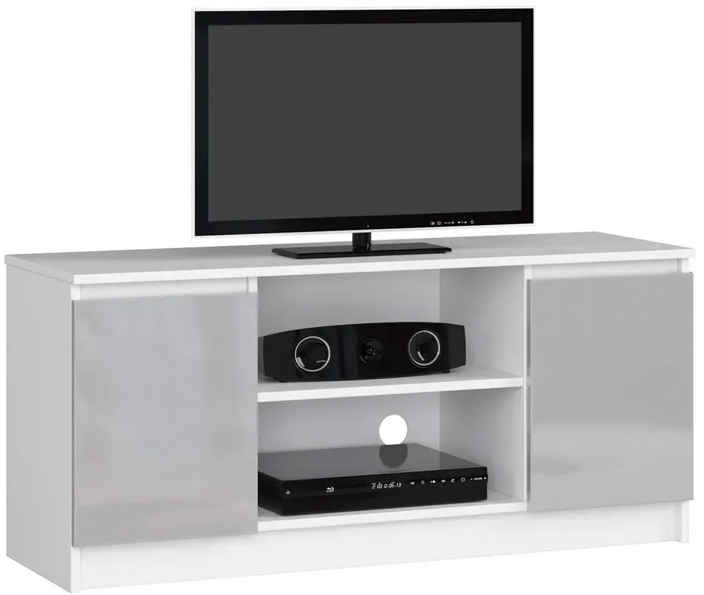 Szafka pod telewizor biała + metalik połysk - Galapi 4X 120 cm