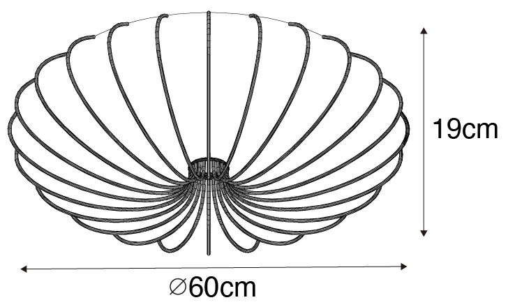 Designerska lampa sufitowa biała jedwab 60 cm 5-świateł - PluDesignerski Oswietlenie wewnetrzne
